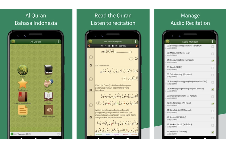 Ilustrasi aplikasi Al Quran Bahasa Indonesia 