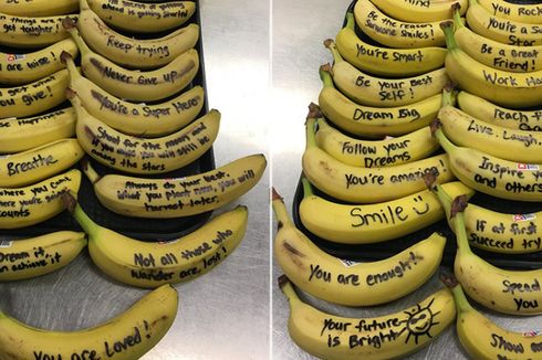 Unik, Sekolah Ini Beri Pesan Positif Lewat Tulisan di Atas Pisang