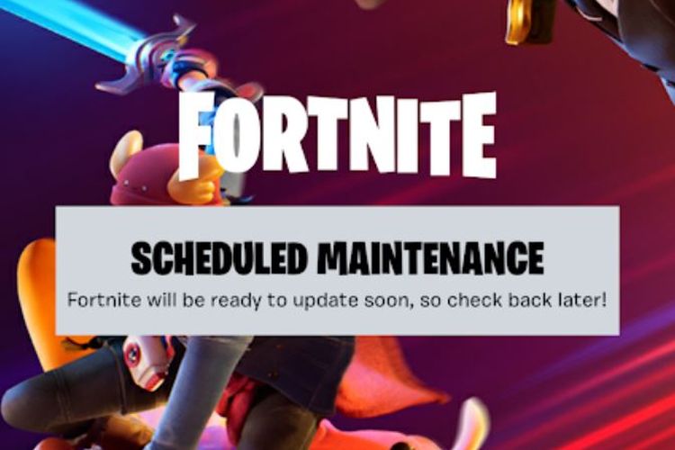 Tangkapan layar di game Fortnite versi Android yang sedang maintenance.