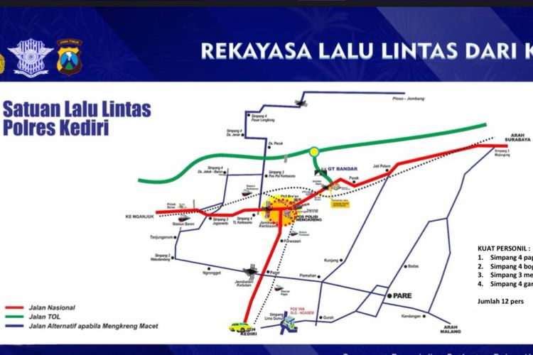 Peta Rencana Rekayasa Lalu Lintas Polres Kediri, Jawa Timur.