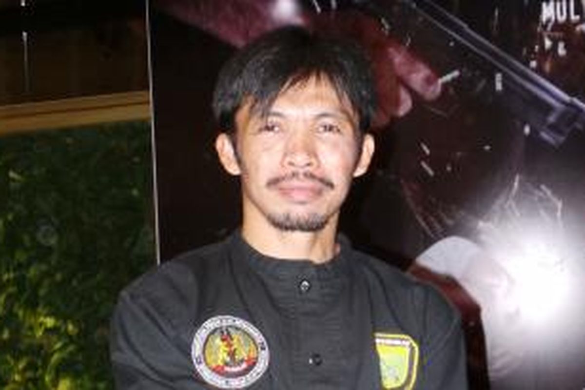 Cecep Arif Rahman diabadikan usai acara syukuran film 3 (Alif, Lam, Mim), yang dibintanginya, di MVP Tower, Kuningan, Jakarta Selatan, Senin (19/1/2015).