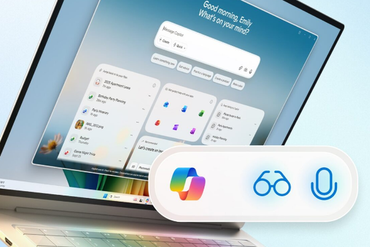 Ilustrasi Copilot di laptop Windows 11