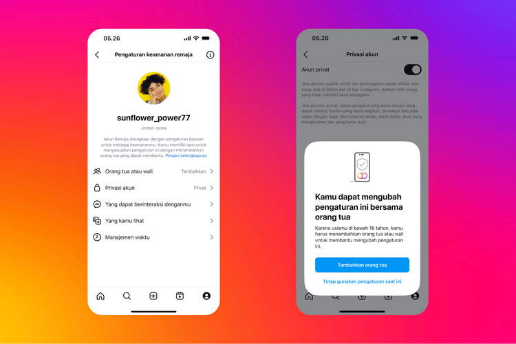 Instagram resmi meluncurkan Teen Accounts alias Akun Remaja untuk wilayah Indonesia, Selasa (11/2/2025).  Instagram menanamkan enam lapisan keamanan yang aktif secara otomatis di Teen Accounts. 
