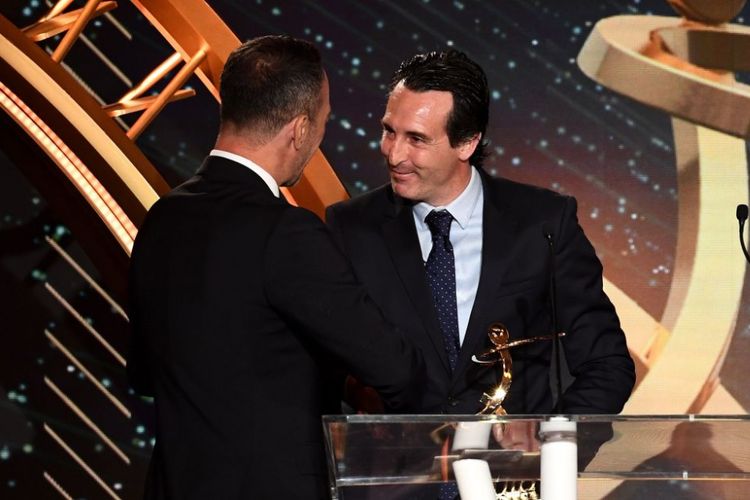 Unai Emery terpilih sebagai pelatih terbaik Liga Perancis 2017-2018, 13 Mei 2018.