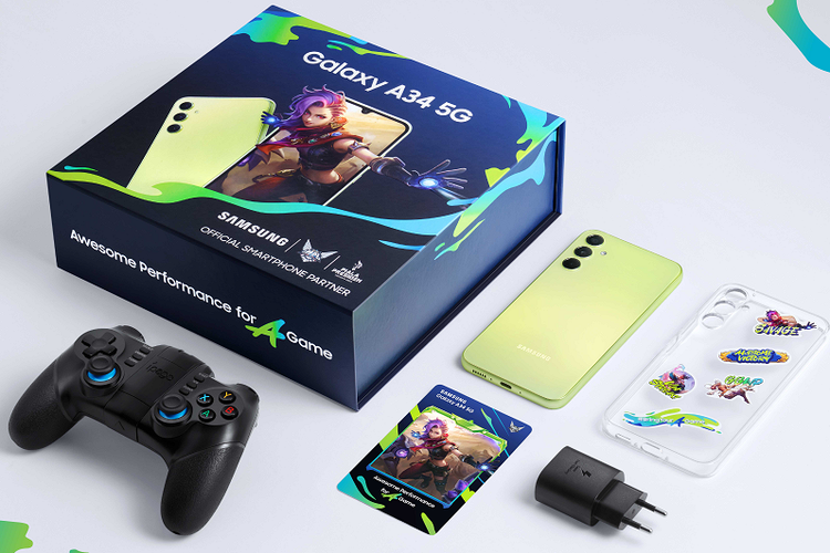 Samsung menghadirkan paket gaming terbatas untuk pembelian Galaxy A34 5G warna Awesome Lime.