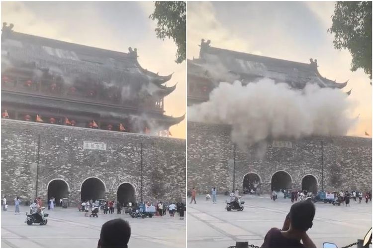 Genteng Bangunan Legendaris 650 Tahun di China Ambruk, Nyaris Timpa Kerumunan Turis