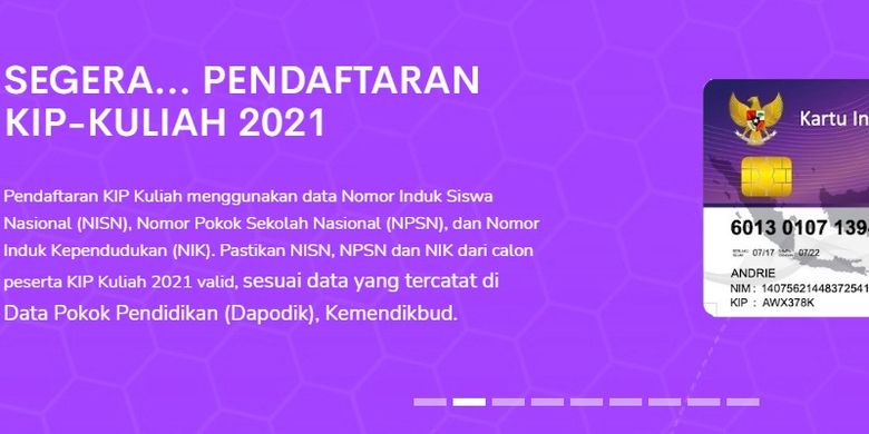 Tangkapan layar website KIP Kuliah Kemendikbud.