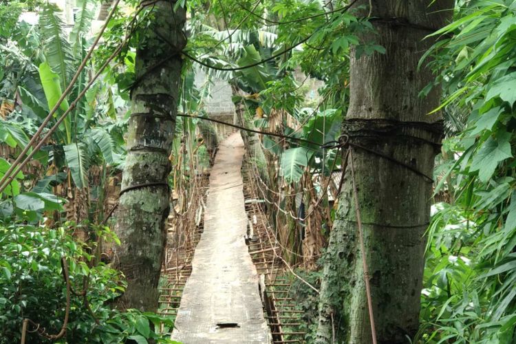 Jembatan gantung di Jalan Gardu RT 012 RW 002 Srengseng Sawah, Jagakarsa.