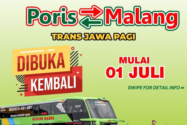 Bus AKAP PO Gunung Harta trayek Poris - Malang