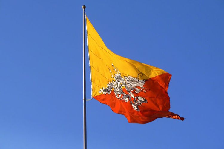 Bendera negara Bhutan.