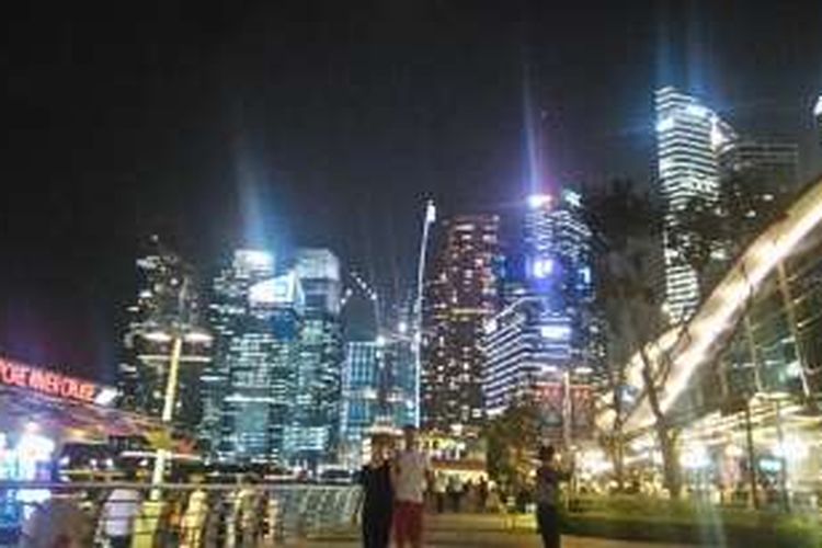 Suasana di kawasan Merlion Park, Singapura.
