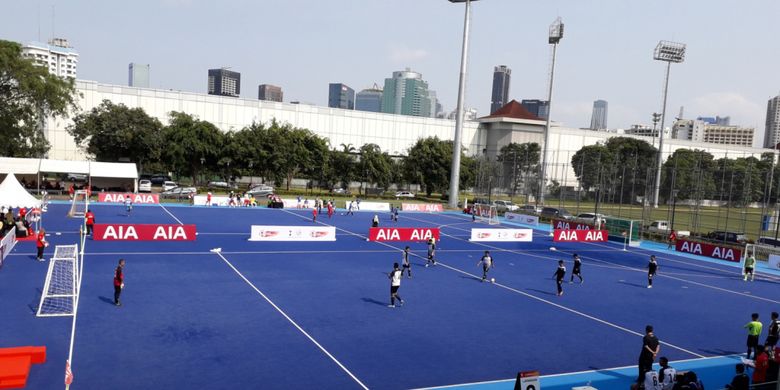 Kompetisi nasional AIA Championship 2019 di Lapangan Hoki, Kompleks Gelora Bung Karno, Jakarta, Sabtu (12/1/2019).