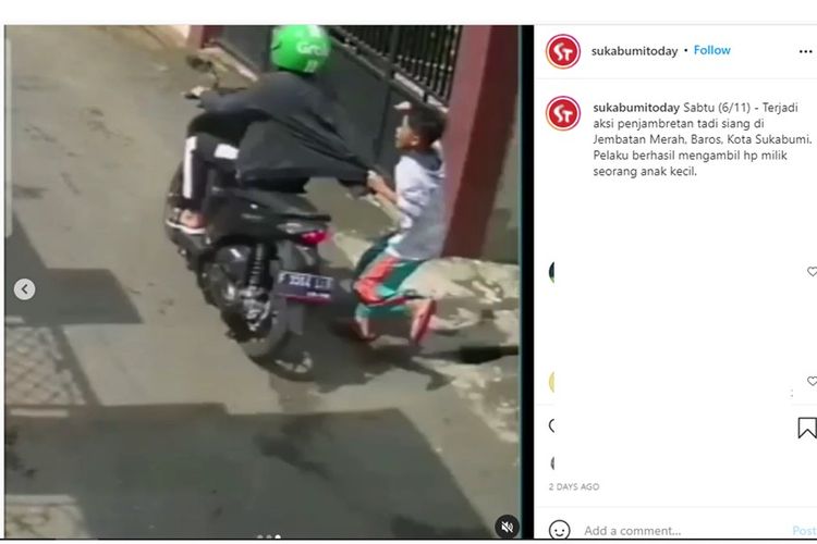 Video viral anak kecil kejar jambret di Sukabumi