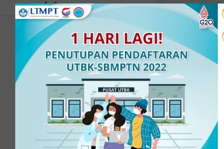 Pendaftaran UTBK SBMPTN 2022 bakal ditutup besok, Jumat (15/4/2022).