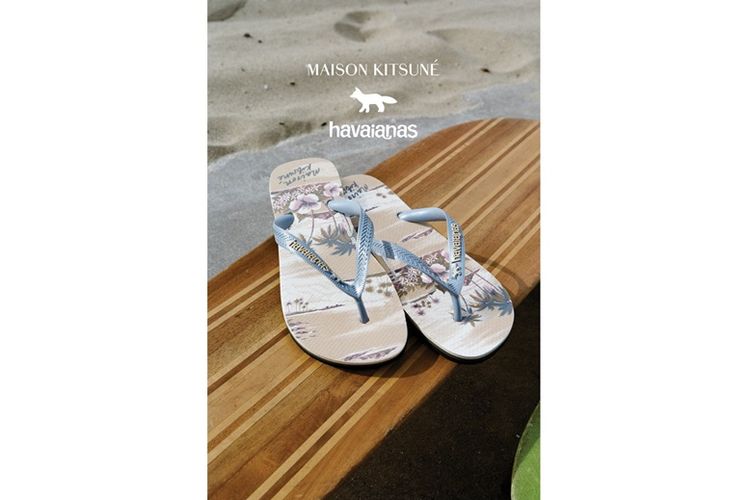 Sandal Maison Kitsun&eacute; x Havaianas bernuansa Hawaii. 