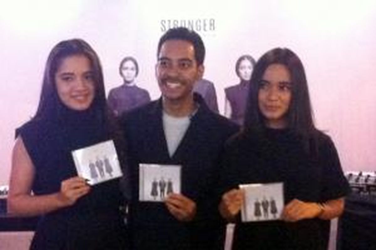 Cantika, Gamal, dan Audrey diabadikan dalam peluncuran album kedua GAC yang bertajuk Stronger, di Senopati, Jakarta Selatan, Selasa (9/6/2015).