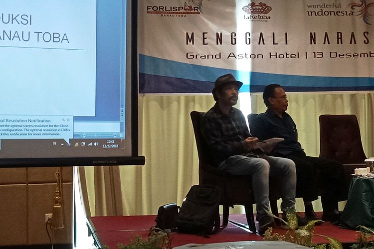 Forlispar Danau Toba gelar seminar bertema Menggali Narasi Toba untuk mengembalikan kejayaan Danau Toba, Kamis (13/12/2018).