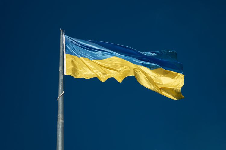 Ilustrasi bendera Ukraina.