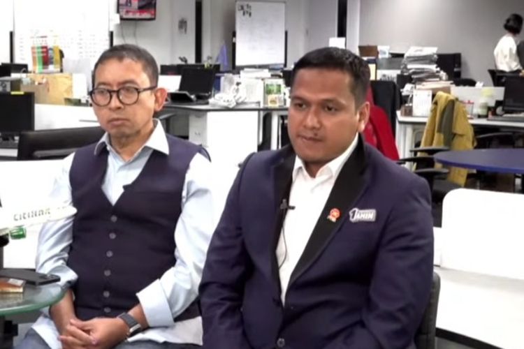 Jubir pasangan capres-cawapres Prabowo-Gibran, Fadli Zon, dan jubir Anies-Muhaimin, Pipin Sopian, dalam Obrolan Newsroom Kompas.com, Rabu (14/2/2024)