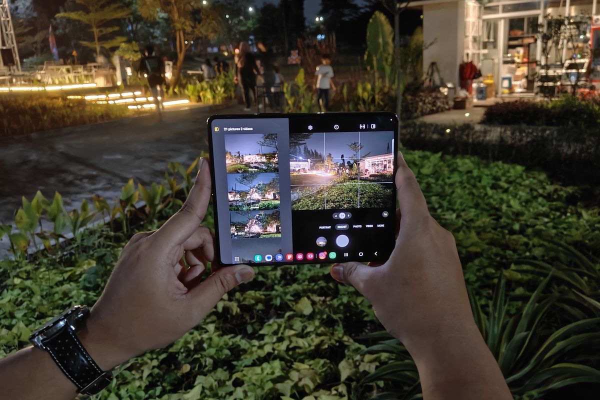 Fitur Nightography Samsung Galaxy Z Fold 5 dipakai untuk memotret malam hari.