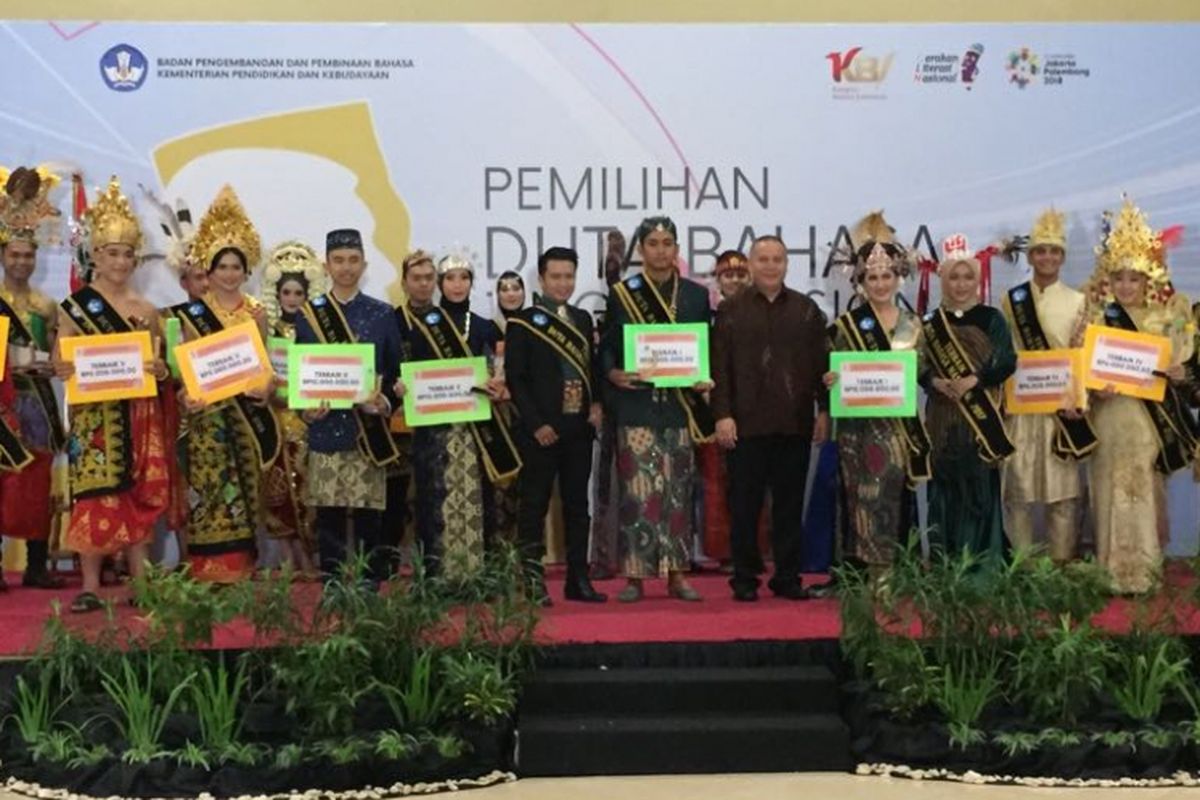 Pemilihan Duta Bahasa Nasional ke-12 tahun 2018, di Jakarta, Jumat (18/08/2018).