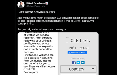 Modus scam melalui Linkedin.