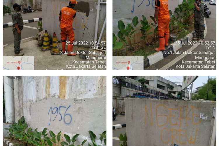 Aksi vandalisme di sekitar Stasiun Manggarai, Senin (25/7/2022).