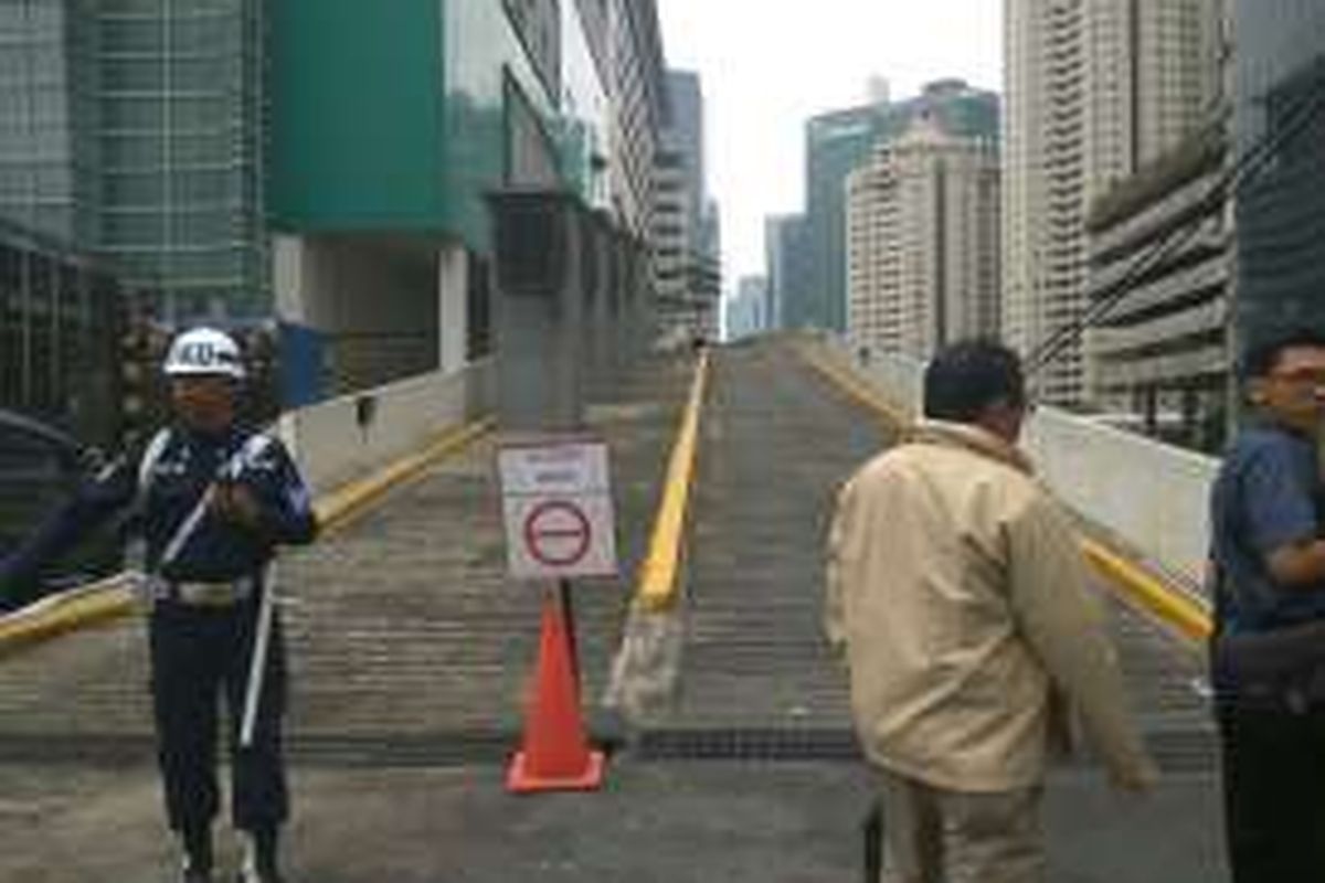 Ramp Plaza Semanggi yang akan dibongkar sebagian untuk pembangunan akses jalan pintas dari Jalan Gatot Subroto ke Jalan Garnisun, Jakarta Selatan.