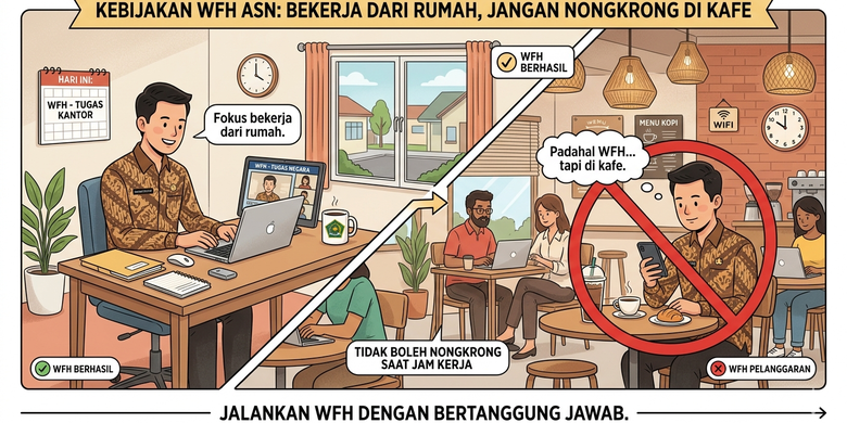 (Ilustrasi) Pemerintah telah menetapkan kebijakan Work From Home (WFH) satu hari dalam sepekan bagi Aparatur Sipil Negara (ASN) pada hari Jumat. Tapi diimbau ASN tidak bekerja dari kafe.