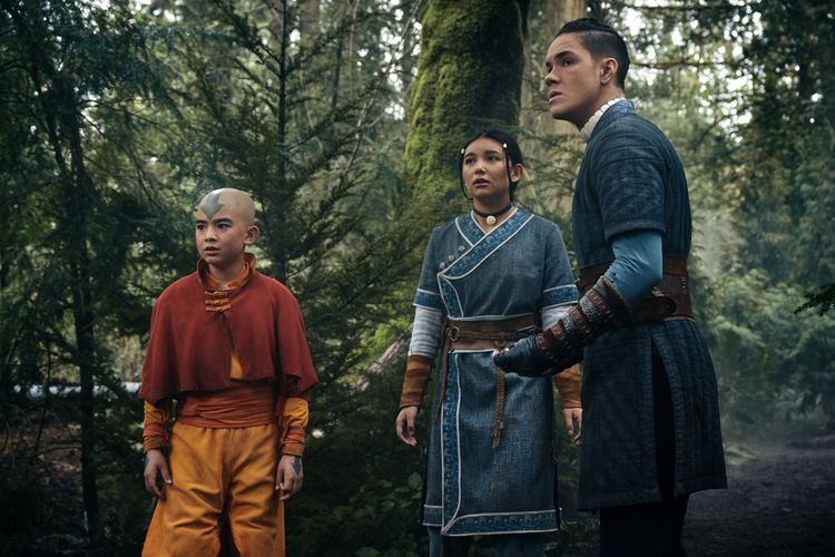 Aang, Katara dan Sokka di Avatar: The Last Airbender Netflix.
