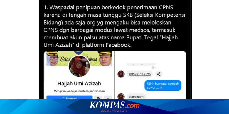 Penipuan Cpns Mencatut Bupati Tegal Ini Penjelasan Bkn Halaman All Kompas Com