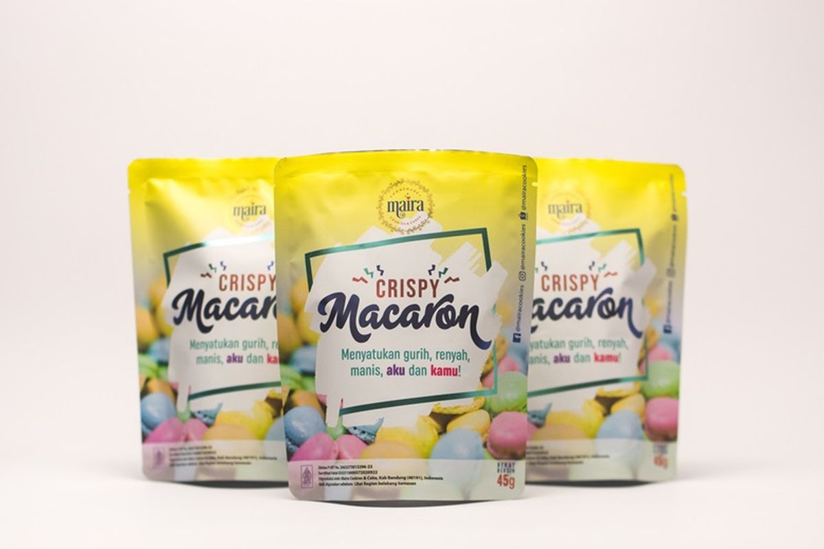 Produk Crispy Macaron dari Maira Cookies.