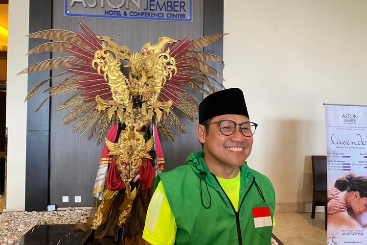 Bakal calon wakil presiden Muhaimin Iskandar di Kaliwates, Jember, Jawa Timur, Minggu (29/10/2023). 