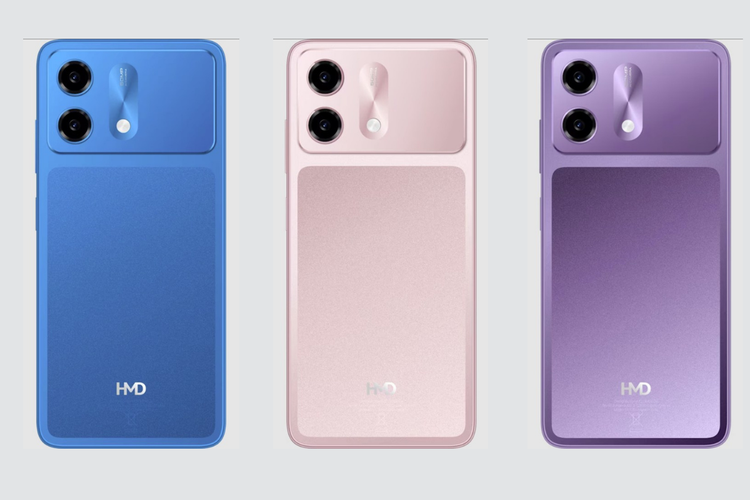 HMD Vibe 2 5G ditawarkan dalam tiga pilihan warna, yaitu Cosmic Lavender, Nordic Blue, dan Peach Pink.