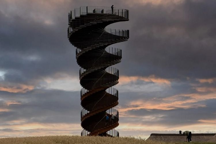 Menara pengawas Marsk yang berlokasi di Denmark ini memiliki bentuk yang unik yakni seperti materi genetik DNA manusia. 
