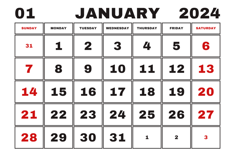 Ilustrasi kalender 2024 