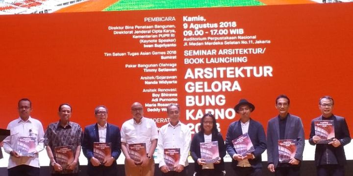 Peluncuran buku berjudul Arsitektur Gelora Bung Karno 2018, Kamis (9/8/2018) di Auditorium Perpustakaan Nasional, Jakarta.
