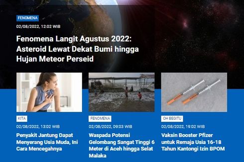 [POPULER SAINS] Fenomena Langit Agustus 2022 | Penyakit Jantung Usia Muda | Waspada Gelombang Tinggi | Vaksin Booster Pfizer untuk Remaja