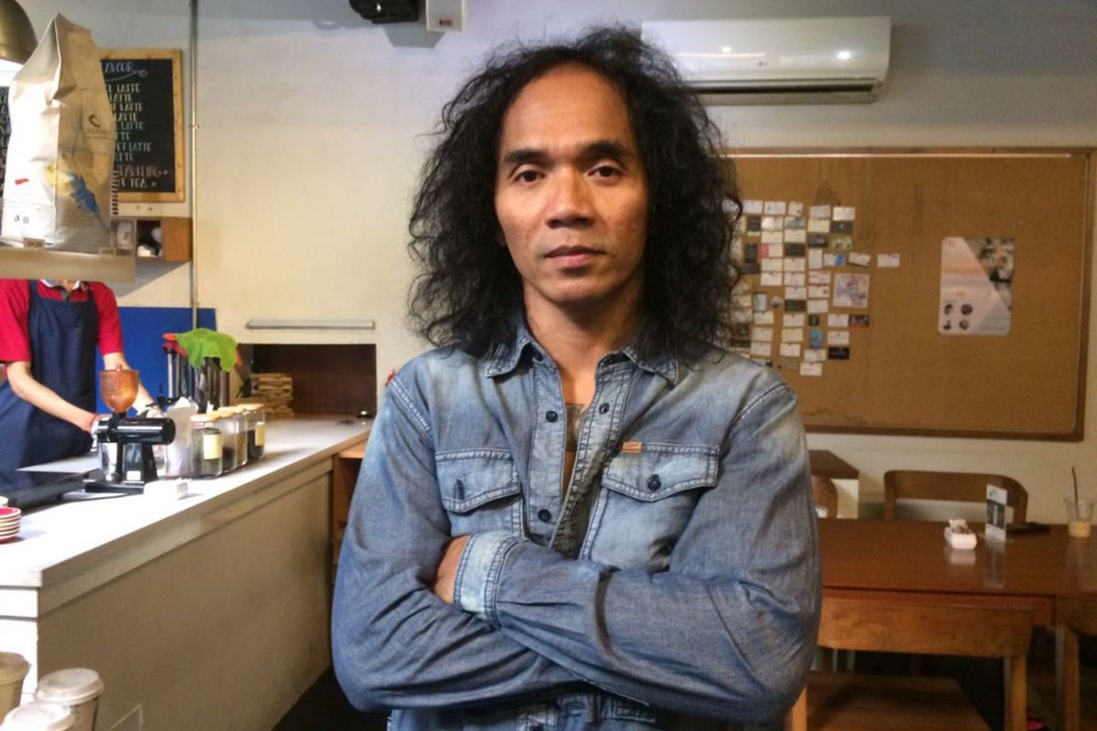 Kaka Slank saat jumpa pers Konser TNDMT Glenn Fredly Untuk Slank di kawasan Senopati, Jakarta Selatan, Selasa (15/8/2017).