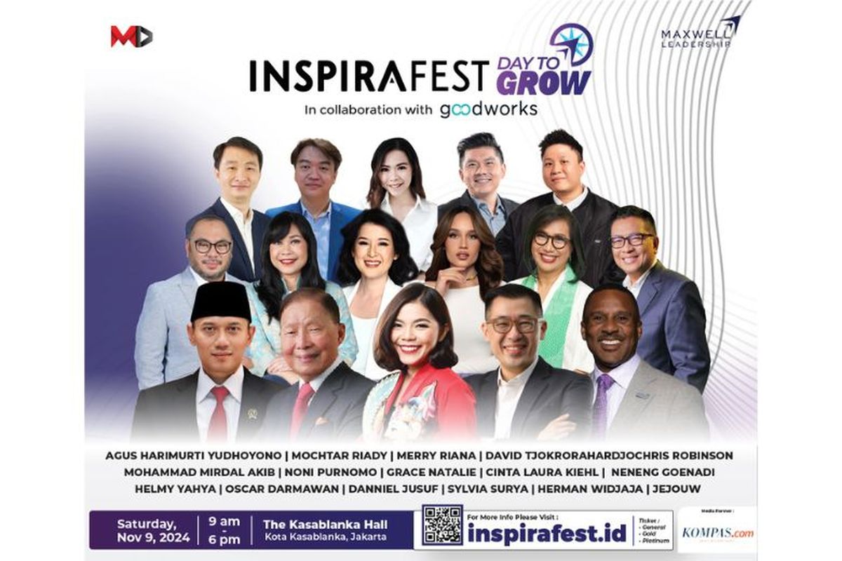 InspiraFest Day to Grow akan dilaksanakan di Kasablanka Hall, Kota Kasablanka, Jakarta, Sabtu (9/11/2024). 