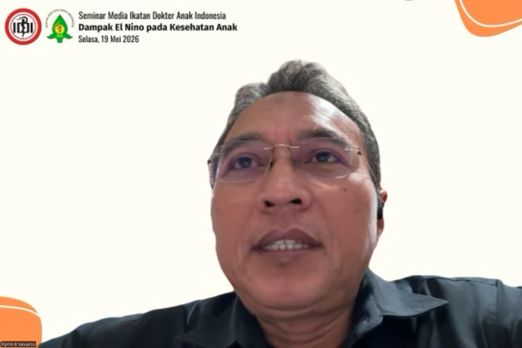 Tangkapan layar webinar IDAI, Selasa (19/5/2026). Dokter anak mengingatkan anak tetap perlu bermain di luar saat El Nino, tetapi orangtua harus lebih waspada terhadap risiko panas berlebih dan dehidrasi.