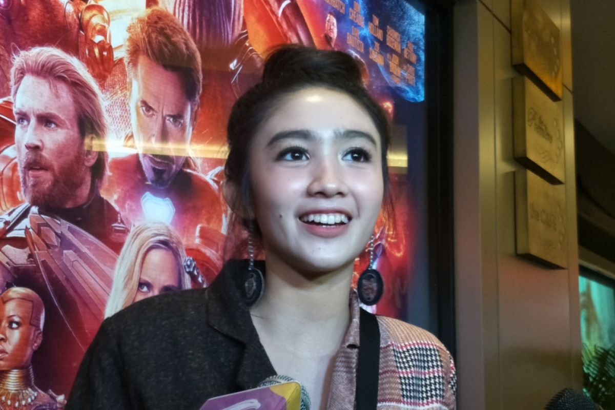 Febby Rastanty dalam wawancara di sela screening film Avengers: Infinity War di XXI Kota Kasablanka, Jakarta Selatan, Selasa (24/4/2018) malam.