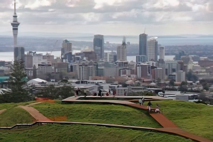 Mt Eden-Maungawhau Summit Boardwalk, Auckland, Selandia Baru.