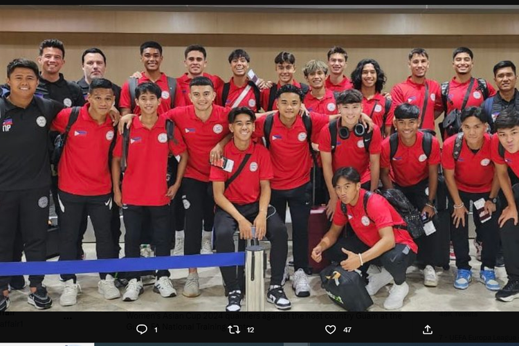 Tangkapan layar Twitter federasi sepak bola Filipina @philfootball yang memuat momen kebersamaan skuad timnas U22 Filipina di SEA Games 2023 Kamboja.