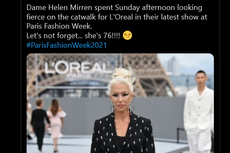 76 Tahun, Helen Mirren Tetap Memukau di Ajang Paris Fashion Week