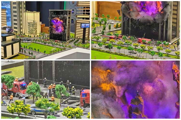 Diorama kota Galaxy untuk mengetes zoom Galaxy S23 Ultra.