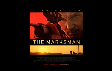 Liam Neeson dalam film thriller aksi The Marksman (2021).