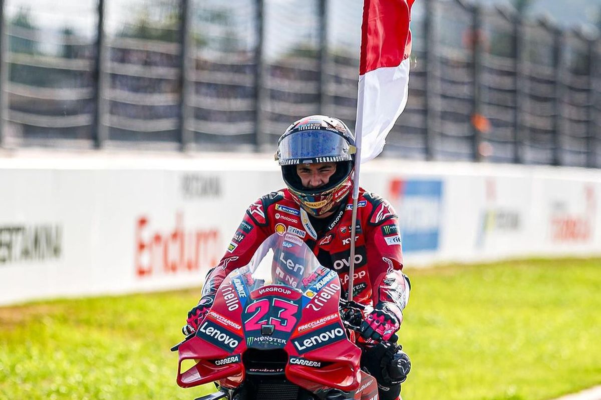 Enea Bastianini saat berlaga pada MotoGP Mandalika 2023