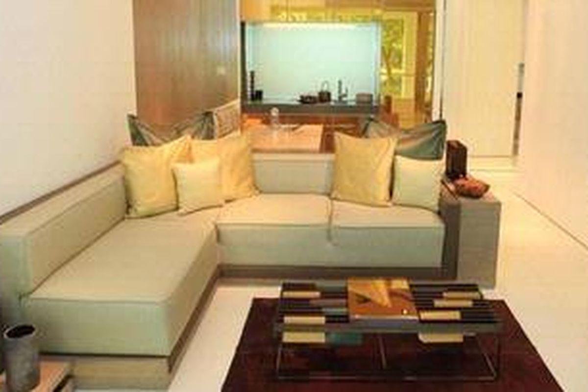 Sofa Sudut Untuk Ruang Tamu Mungil. Properti: Apartemen Contoh 1Park Residences