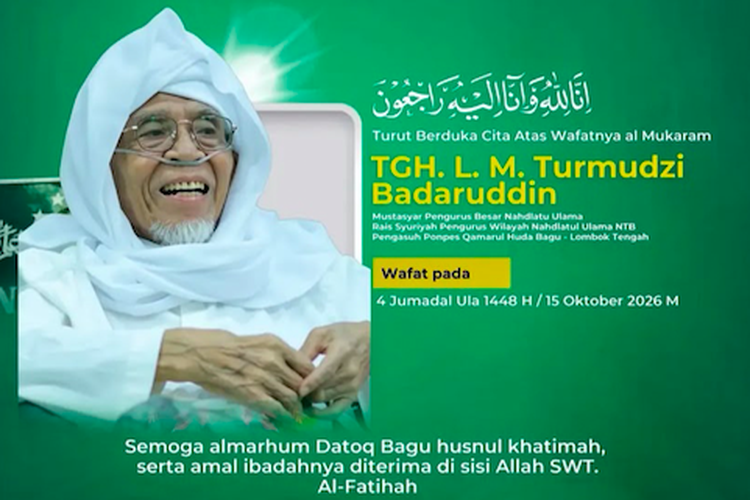 TGH Lalu Muhammad Turmudzi Badaruddin Meninggal Dunia, Gubernur NTB Sampaikan Duka Cita